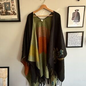 Multicolor Fringe cape